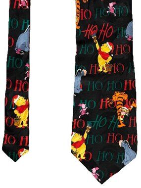 Vintage Christmas Winnie The Pooh Piglet Eeyore Ho Ho Ho Vintage Men's Tie